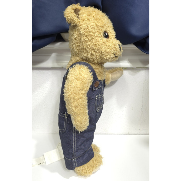 IKEA BRUMMA Teddy Bear Jointed Cuddle Brown Plush in Blue Denim Overalls - Picture 4 of 12